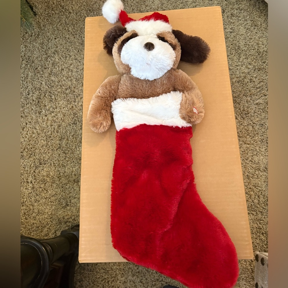 Plush Dog Christmas Stocking